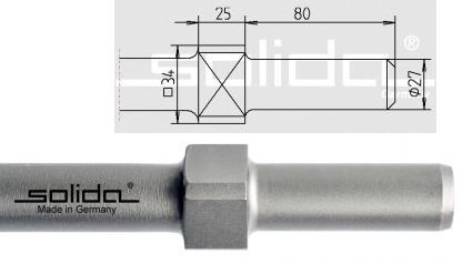 Bull point Ø 27 x 80 mm - Collar square 34